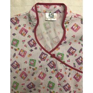 Adar Uniforms Kitty Scrub Top Multicolor Short Sleeve V Neck Women’s XL